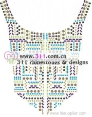 311 copper studs neckline hot-fix heat transfer rhinestone motif design 3