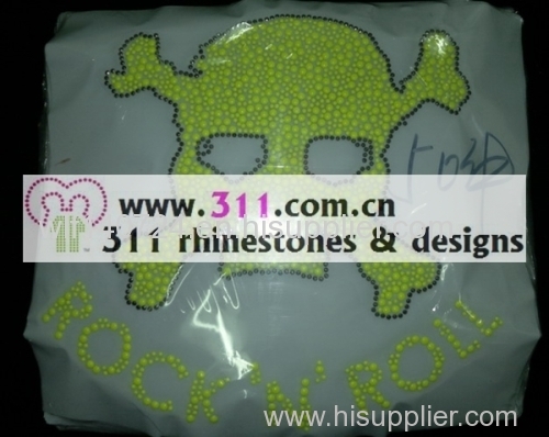 311 skull lumi studs hot-fix heat transfer rhinestone motif design 2