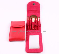 5PCS mini makeup brush set with mirror pouch