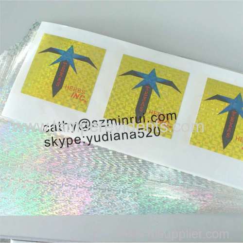 Adhesive stickers type and custom holographice destructible vinyl film