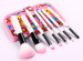 white handle pink hair 7pcs makeup brush set