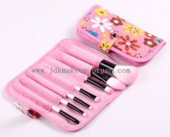 Flower pouch white handle pink hair 7pcs makeup brush set