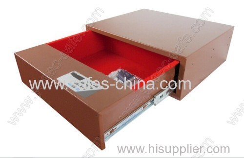 Front opening hotel drawer safe with slide