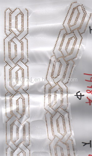 Golden star on chip hot-fix heat transfer rhinestone motif design