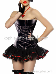 leather blac zipper front corset