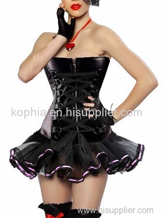 black tight leather corset