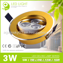 3W Golden Ultra-thin Recessed LED Ceiling Lamp