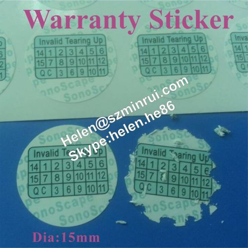 destructible paper date warranty sticker