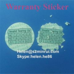 Custom One Time Use Tamper Evident Fragile Paper Warranty Sticker Invalid Tearing Up