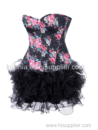 women floral corset with fluffy skirt