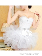 white jacquard corset with belt and bubble skirt