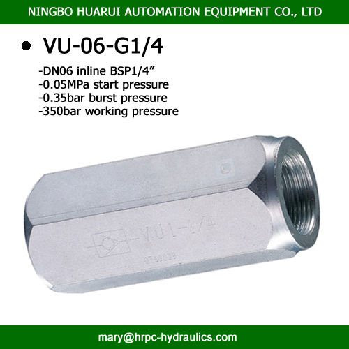 female thread bsp1/4 inch high pressure hydraulic operated check valve steel non-return valve