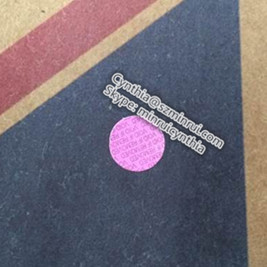 Small Pink Round Destructible Vinyl sticker with  Void  Text