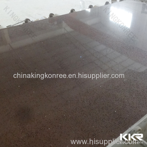 Glossy brown quartz stone slabs