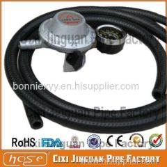 Black Flexible PVC Corrugated Gas Hose and Gas Pressure Gauge