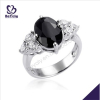fashion silver jewery black AAA Zircon 925 sterling silver rings rhodium plating