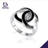 black enamel CZ channel design 925 sterling siver rings jewelry