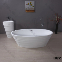 Popular sale acrylic solid surface free standing white bathtub