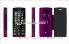 Four frequency Purple Dual Sim Cards Dual Standby Phone with leather case