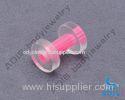 Pink Stripes Non - toxic Acrylic Body Piercings Jewelry For Children 15mm Flesh Tunnel