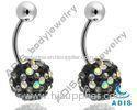 Banana Navel Cz Stone Crystal Surgical Steel Disco Ferido Ball / Belly Piercing Jewelry