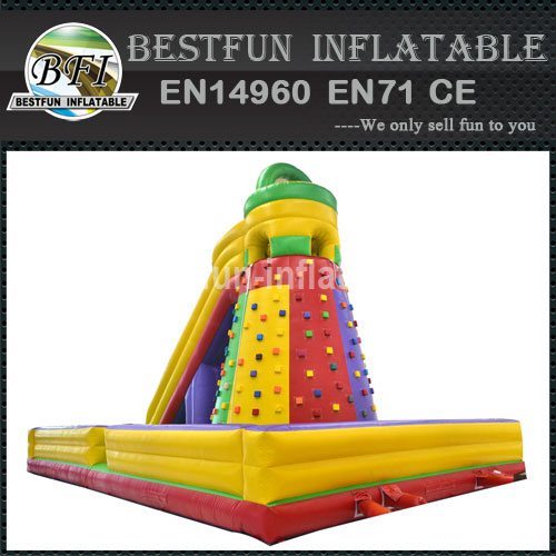 Inflatable slide climbing rock wall