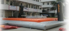 Inflatable bossaball game court