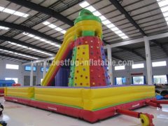 Inflatable slide climbing rock wall