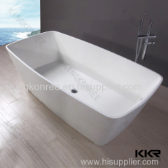 White Artificial Stone Acrylic Solid Surface Freestanding Bathtub