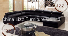 Black U Shape Leather Sofa