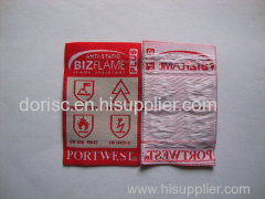 Certifired fire retardant woven label fire proof labels for firefighter uniform