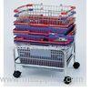 display wire mesh stacking shopping basket Supermarket plastic shopping basket with wheels