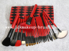 Red makeup brush set