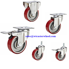 Medium duty red PU with iron core castor wheel