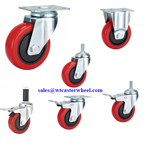Red PU replacement casters tube roller