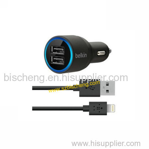 B.elkin Dual Car Charger with Lightning Cable