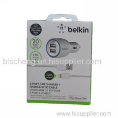 B.elkin Dual Car Charger with Lightning Cable