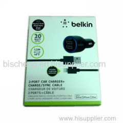 B.elkin Dual Car Charger with Lightning Cable