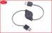 USB A Male To Female Two Way Retractable Cable PVC ABS Cord Reel 0.8m