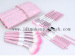 Pink makeup brush set