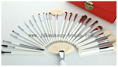 White handle natural hair makeup brush set