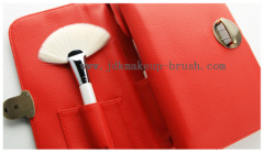 White handle natural hair makeup brush set