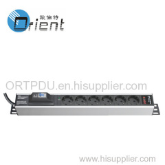 Germany PDU 6 Outlet With circuit breaker and AV Meter