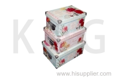 Flowers Patterned Rectangle Shoe Box Set