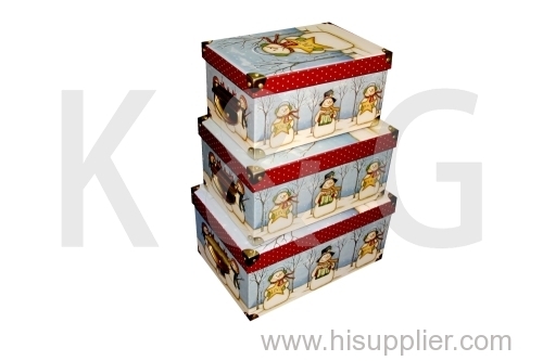 Snowman Patterned Rectangle Shoe Box Set