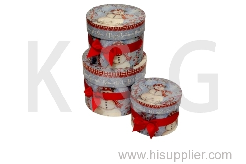 Snowman Patterned Round Box Set