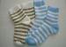 Blue / White Angora Wool Cotton Socks 120N With Stripe Pattern