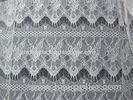 White Floral Nylon Lace Fabric Eyelash Lace Trim For Lady Dress