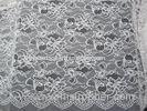 White Nylon Lace Fabric Floral Knitted With Border Lace & Scallop Edge