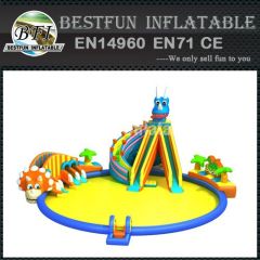 Dinosaurs inflatable water park with swimming pool